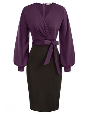 Grace Karin Women’s Purple Black Professional Dress Workwear Plus Size 3XL